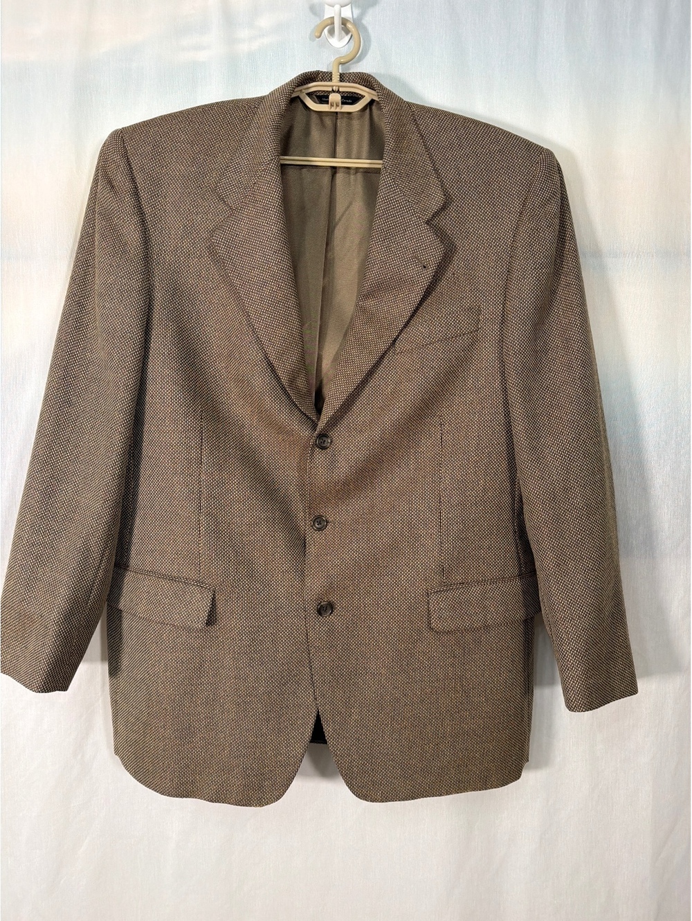 Savile Row Silk Wool Blend Brown Blazer Size 44R